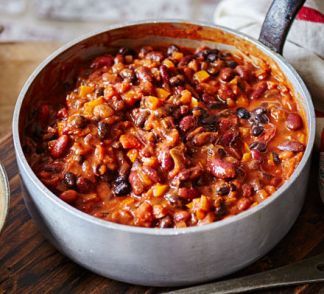 Burnt aubergine veggie chilli recipe | BBC Good Food Bean Chilli Recipe, Vegetarian Chilli, Pasta Fusilli, Chilli Recipe, Bean Chilli, Chilli Recipes, Stuffed Pepper, Bbc Good Food, Health Dinner