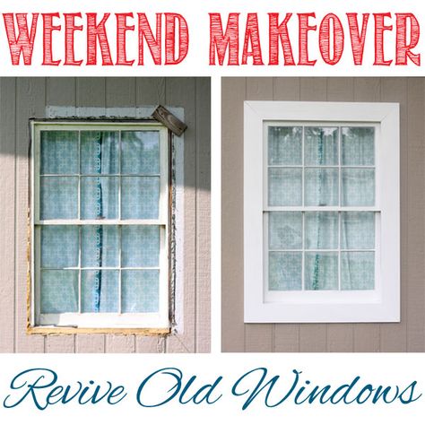 Weekend makeover: revive old windows via www.theshabbycreekcottage.com Exterior Window, Window Trim Exterior, Remodeling Mobile Homes, Old Windows, Windows Exterior, Window Trim, Updating House, Home Repairs, Diy Home Improvement