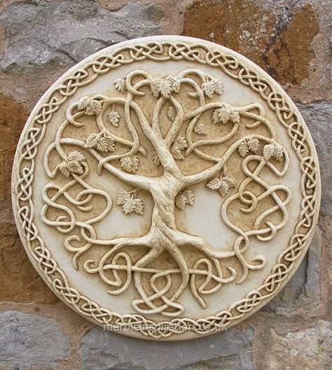 Garden Wall Plaques : Floral Wall Plaques : Tree of Life Wall Plaque Art Sculpture En Bois, Garden Wall Plaque, Viking Designs, Celtic Tree Of Life, Chip Carving, Celtic Tree, Celtic Knots, Wood Carving Patterns, Viking Art