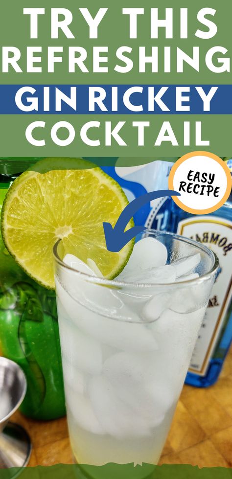 Gin Rickey Cocktail, Club Soda Drinks, Gin Rickey Recipe, Cucumber Drinks, Rickey Cocktail, Pink Gin Cocktails, Gin Rickey, Gin Drink Recipes, Gin And Soda