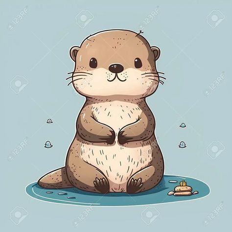 Cute Otters Drawing, Cartoon Otter, Otter Cartoon, Otter Drawing, Otter Illustration, Water Vector, Otter Art, Cute Iphone Wallpaper Tumblr, Otters Cute