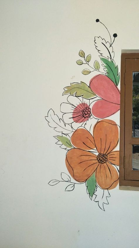 Mandala Art On Wall Corner, Wall Painting For Hostel Room, Wall Doodle Art Bedroom Aesthetic, Hand Painted Wall Murals Diy Simple, Cute Switchboard Art, Easy Wall Art Diy Paint, Flower Wall Painting Simple, Wall Painting Flowers Simple, Aesthetic Wall Painting Ideas