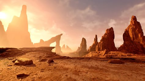 Submitted Stylized Wasteland Rocks Gfx Design, Desert Environment, Dark Sun, 3d Environment, Desert Art, Landscape Background, Matte Painting, High Fantasy, Environment Design