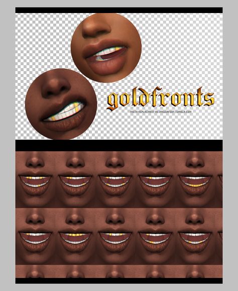 Gold Fronts Teeth Replacment | imSugafoot on Patreon Sims 4 Cc Black Male Grillz, Sims4 Cc Teeth, Sims4 Teeth Preset, Sims 4 Cc Teeth Preset, Sims 4 Gold Teeth, Sims 4 Grills Teeth Cc, Teeth Presets Sims 4, Sims 4 Cc Black Male Eyes, Sims 4 Grillz Cc