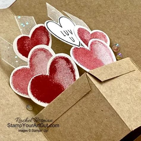 Rachel Tessman, Stampin Up Valentine Cards, Scrapbook Template, Star Tutorial, Mini Treats, Valentine Anniversary, Valentine Hearts, Shaped Cards, Scrapbook Templates