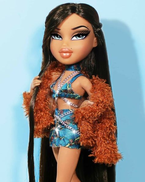 Barbie Doll, Blue Eyes, Black Hair, Long Hair, Dolls, Orange, Hair, Blue, Black