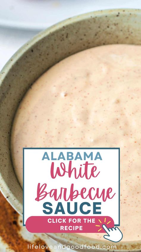 Spice up your grilled chicken and pork chops with this sweet yet mildly hot Alabama White BBQ Sauce recipe. Perfect for a unique barbecue experience! https://lifeloveandgoodfood.com/alabama-white-bbq-sauce/ Southern Living Alabama White Bbq Sauce, White Bbq Sauce Recipe Simple, White Bbq Sauce Recipe, Alabama White Bbq Sauce, Grilled Burger Recipes, Bbq Sauce Homemade Easy, Best Sauce Recipe, Alabama White Sauce, Grilled Turkey Burgers