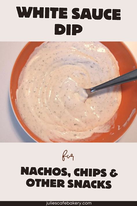 White sauce dip for nachos, chips & other snacks Sauce For Nachos, Dip For Nachos, Nachos Chips, Easy White Sauce, Nacho Dip, Delicious Dips, Creamed Onions, White Sauce, Yummy Dips