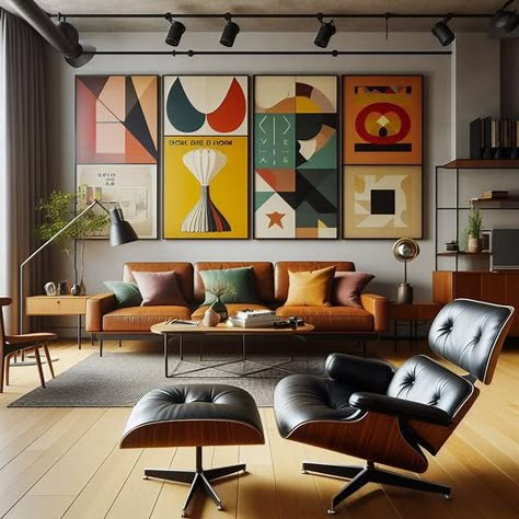 Traditional Interior Design Style, Bauhaus Living Room, Mid Century Modern Interior Design, Art Deco Living Room, Retro Interior Design, Beautiful Home Designs, Mid Century Modern Living Room, Mid Century Modern Interiors, Lounge Design