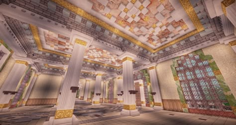 interior ceiling modillions torchbearers torchholders Ceiling Design Minecraft, Ceiling Minecraft, Minecraft Field, Minecraft Ceiling, Minecraft Ceiling Design, Minecraft Castle Interior, Minecraft Bunker, Minecraft Dome, Mincraft Idea