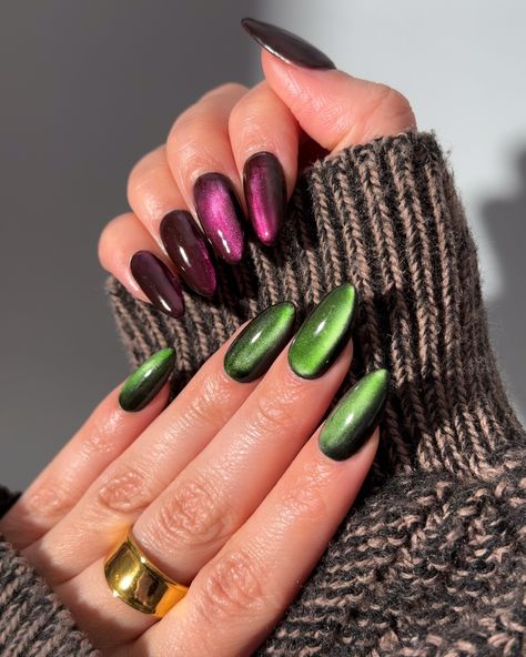 Pink goes good with green 🩷💚 Wicked Nails, Glass Edition Products used: @gelcare.official Patent Leather Black Bevimee - Silver Cat Eye @from_the_nail_korea @moregelofficial • use code: THECOLORNOOK to save @nominal #gelcare #fgel #inknails #gelnails #greennails #pinknails #wickednails #wicked #glassgelnails #glassnails #trendynails #nailartist #gelx #cateyenails cat eye gelx glass nails wicked pink and green Wicked Green Nails, Pink And Green Wicked Nails, Galinda Wicked Nails, Wicked Nails Pink And Green, Wicked Manicure, Green Glass Nails, Wicked Nails Designs, Wicked Nail Art, Green Cateye Nail