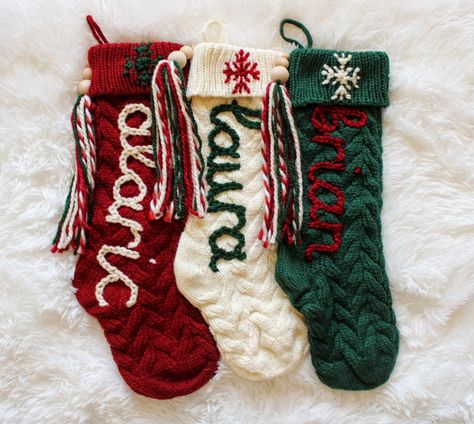 Personalized Hand Embroidered Christmas Stockings PLEASE NOTE: Orders for the 2024 holiday season must be placed by Sunday, November 24th. Any orders placed after this date are not guaranteed to arrive in time for Christmas. Make your holiday extra special with completely CUSTOM Christmas Stockings! These stockings are a great way to incorporate your family's style into your holiday home and create a special heirloom for your family to cherish every Christmas. Stockings also make a great housewa Diy Stocking Tassel, Stockings Diy Christmas, Hand Embroidered Stockings Christmas, Embroidered Stockings Christmas, Knit Stockings Christmas, Custom Stockings Christmas, Diy Christmas Stockings Ideas, Embroidered Gifts Ideas, Christmas Stockings Ideas