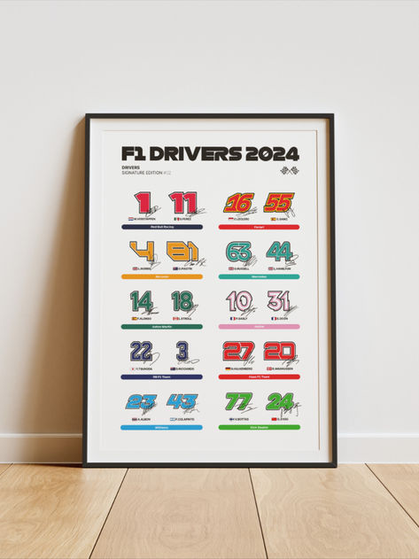 Formula One Drivers Signature 2024 Poster for Formula 1 Fans Printable Wall Poster Racing Cars

Are you a Formula 1 Fan and want to have a souvenir of the 2024 season? Then this poster is for you. 🏎�️

This poster shows the signatures of all the Formula 1 drivers of the 2024 season, with their teams and car number. You will be able to recognize your idols like Verstappen, Hamilton, Leclerc and many more. 💯 Formula One Drivers, Formula 1 Drivers, Printable Wall Poster, F1 Fans, 2024 Poster, F1 Drivers, Wall Poster, Racing Cars, Posters Printable