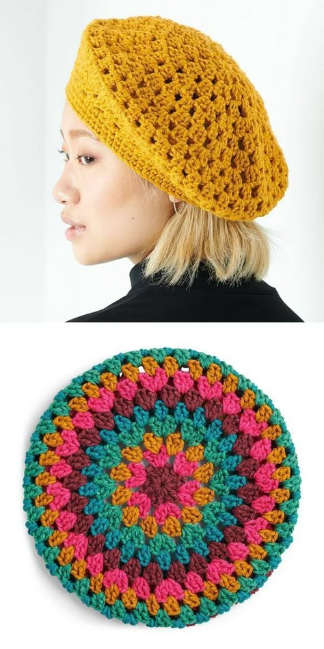 Beret Free Crochet Pattern, Crochet Rasta Hat Pattern Free, Easy Hat Crochet Pattern, Crochet Barret Hat, Crochet Barret, Crochet Beret Free Pattern Easy, Beret Crochet Pattern Free, Crochet Beanies Free Pattern, Easy Crochet Beanie Pattern Free