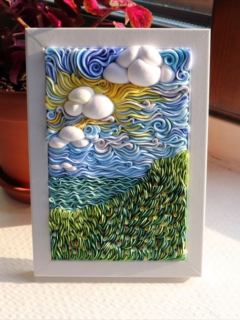 Clay Quilling, Clay Painting, Canvas Painting Ideas For Beginners, Polymer Clay Painting, Canvas Painting For Beginners, Black Canvas Paintings, Painting Ideas For Beginners, Canvas For Beginners, Arte Van Gogh