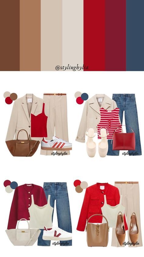 Red Palette Outfit, Red Outfit Color Combinations, Beige Red Outfit, Maroon Color Combinations Outfits, Beige Combination Outfit, Red Combination Outfits, Beige Color Combinations Outfit, Colour Matching Clothes, Red Color Combinations Outfits