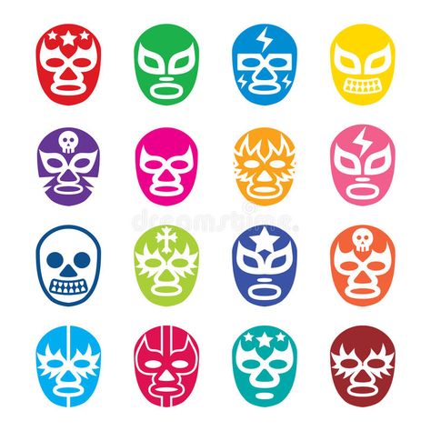 Lucha Libre Party, Wrestling Masks, Mexican Fiesta Birthday Party, Overlays Tumblr, Mexican Wrestling, Handmade Paint, Selling Prints, Icon Set Vector, Pastel Art