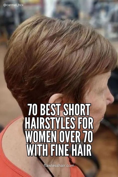 When you reach a certain age, you realize that a flattering hairstyle is key to a good overall appearance. You want a trendy yet graceful haircut. Well, you've come to the right place. This collection of the best short hairstyles for women over 70 with fine hair is here to make you look younger, and more beautiful than ever. The bonus side? It will make your hair visually thicker. 70 Hairstyles, Choppy Bob Hairstyles For Fine Hair, Fine Hair Styles For Women, Best Short Hairstyles, Short Hairstyles Fine, Very Short Haircuts, Bob Haircut For Fine Hair, Short Haircuts For Women, Bob Hairstyles For Fine Hair