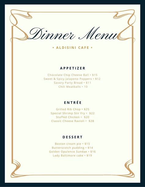 Free printable and customizable fancy menu templates | Canva Free Menu Templates, Restaurant Appetizers, Template Menu, Wonderland Decor, Printable Menu Template, Restaurant Menu Template, Simple Menu, Printable Menu, Dinner Party Menu