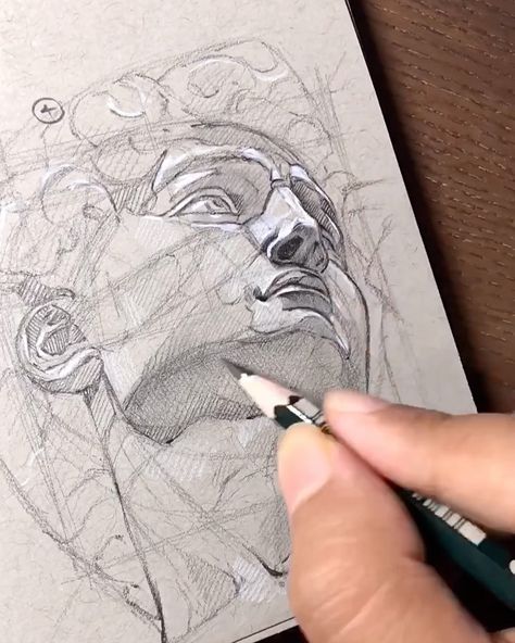 SinArty on Instagram: “Here’s my compiled study of Michelangelo’s David in 4-steps! You can watch the extended video on my youtube channel (Link in bio) 🙏 . . .…” David Michelangelo Drawing, David Painting, David Michelangelo, Michelangelo Art, Moonlight Art, Michael Angelo, Wait For, Drawing Anatomy, Sketches Pencil