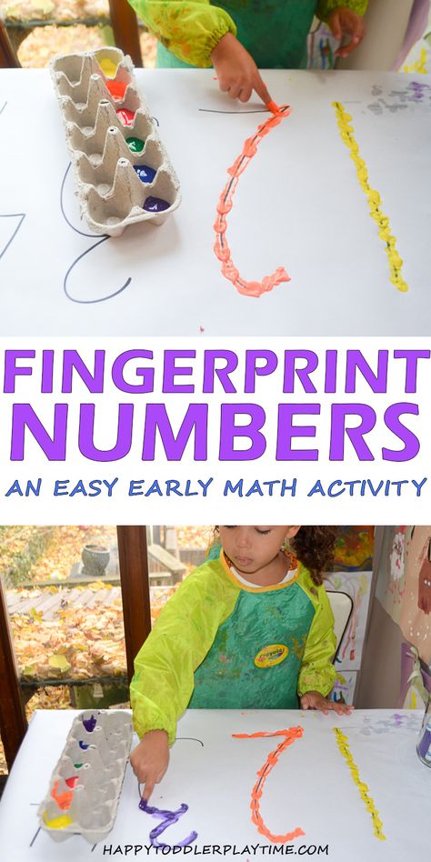 Fingerprint Numbers - HAPPY TODDLER PLAYTIME Preschool Number Activities, Early Years Activities, Numbers Art, Numbers Activity, Learning Preschool, Numbers Preschool, Math Activity, Early Math, Number Recognition