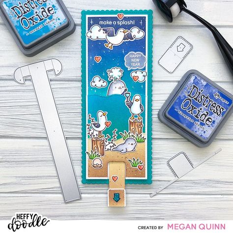 Megan Quinn, Come Along With Me, Interactive Card, Memory Box Dies, Beach Cards, White Gel Pen, Interactive Cards, Distress Oxide Ink, Antique Linens