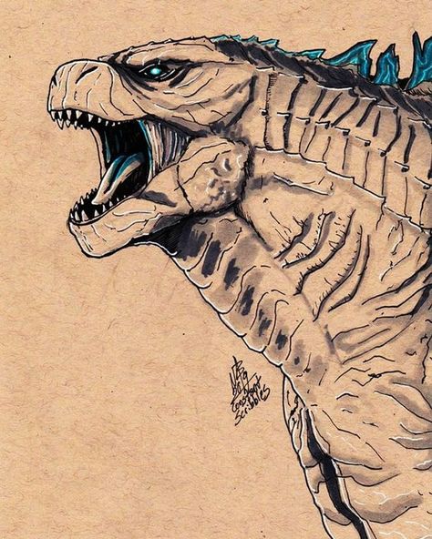 Small Godzilla Tattoo, Godzilla Art Drawing, Shin Godzilla Drawing, How To Draw Godzilla, Godzilla Tattoo Ideas, King Kong Drawing, Drawing Godzilla, Godzilla Sketch, Draw Godzilla