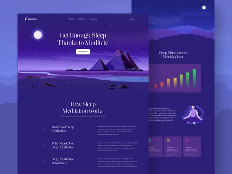 Meditation Website, Meditation Website Design, Meditation Before Bed, Benefits Of Sleep, App Landing Page, Sleep Meditation, Professional Website Design, Meditation Apps, Business Website Design