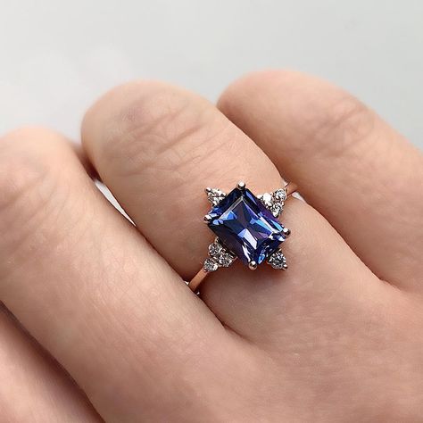 Emerald Cut Tanzanite Ring, Tanzanite Wedding Ring, Tanzanite Rings, Vale Jewelry, Tanzanite And Diamond Ring, Earrings Outfit, Mom Earrings, Tanzanite Engagement Ring, Vintage Engagement Rings Sapphire