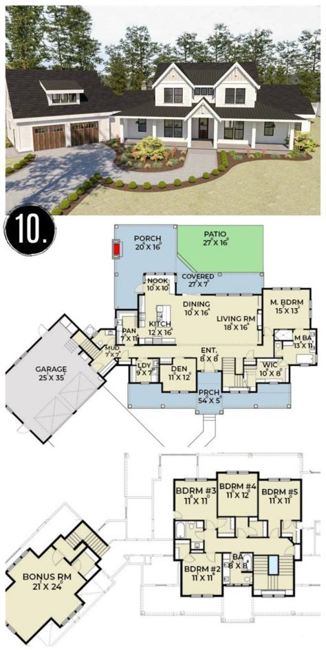 10+ Amazing Modern Farmhouse Floor Plans | #farmhousefloorplan Modern Farmhouse Floor Plans, Modern Farmhouse Floors, Modern Farmhouse Floorplan, Farmhouse Floor Plans, Bloxburg Room, Exterior Bloxburg, 4 Bedroom House Plans, Casas The Sims 4, Sims House Plans