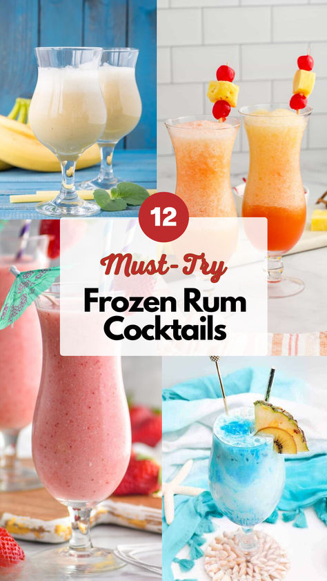 Frozen Rum Cocktails Frozen Drinks With Rum, Frozen Coconut Rum Drinks, Frozen Beach Drinks, Frozen Cocktails Rum, Tropical Frozen Drinks Alcohol, Malibu Rum Frozen Drinks, Blended Rum Drinks, Ninja Slushie Machine Recipes Alcohol, Frozen Drinks With Malibu Rum