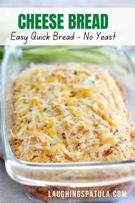 Cheese Bread - No yeast Quick Bread Quick Dinner Bread, Quick Cheese Bread, Easiest Bread Recipe No Yeast, Easy Cheese Bread, Bread In The Oven, Cheesy Bread Recipe, Savory Bread Recipe, Quick Bread Recipes Easy, Easy Homemade Bread