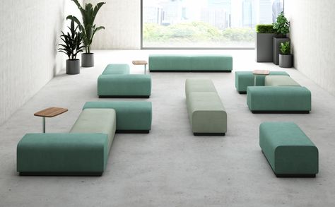 Sena is an easily reconfigurable modular block seating system designed specifically with agile working in mind. System Sofa, Module Sofa, Application Ideas, Luxury Apartments Interior, Lobby Furniture, Modular Chair, Modular Office, Modular Seating, Casual Furniture