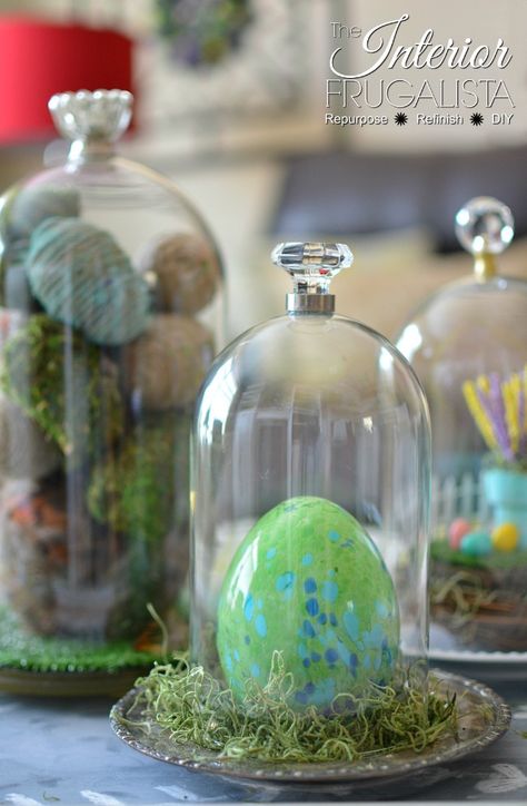 How To Make Easy and Affordable DIY Glass Cloches | The Interior Frugalista Glass Cloches, Repurposed Projects, Cloche Decor, Glass Dome Cloche, Glass Cylinder Vases, Glass Cloche, Glass Furniture, Upcycled Home Decor, Pretty Christmas