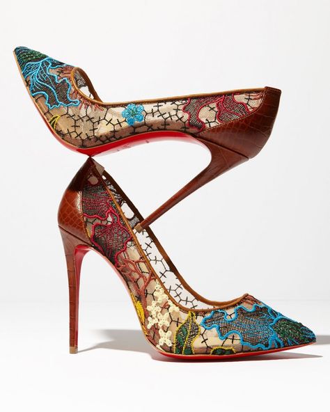 Christian Louboutin Follies Piped Lace Red Sole Pump, Multi | Buy ➜ https://shoespost.com/christian-louboutin-follies-piped-lace-red-sole-pump-multi/ Red Bottom, Christian Louboutin Heels, Red Sole, Kinds Of Shoes, Gorgeous Shoes, Fabulous Shoes, Ladies Shoes, Moda Vintage, Crazy Shoes