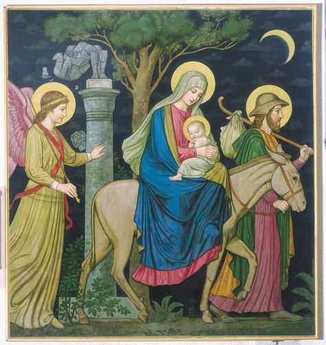 New Liturgical Movement: Original Beuronese Murals for Sale Nativity Images, Flight Into Egypt, Spirit Art, Sacred Architecture, Western Culture, Spirited Art, St Vincent, Religious Images, School Style