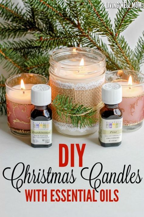 This DIY Christmas candle uses essential oils and smells so good! They would make great Christmas gifts! #diy #Christmas #candle #essentialoils #Christmascandles #gifts #Christmasgiftideas #diycandle #essentialoilcandles #Christmasscent Diy Christmas Candles, Diy Candle Gift, Candles With Essential Oils, Diy Candles Easy, Christmas Candles Diy, Homemade Essential Oils, Homemade Scented Candles, Soya Mumu, Christmas Scented Candles