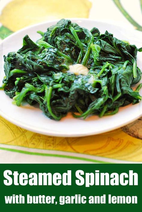 Cooked Spinach Recipes, Steam Vegetables Recipes, Lemon Recipes Healthy, Gain Meals, Spinach Recipes Healthy, Steamed Spinach, Healthy Meals For One, Steam Recipes, Paleo Food