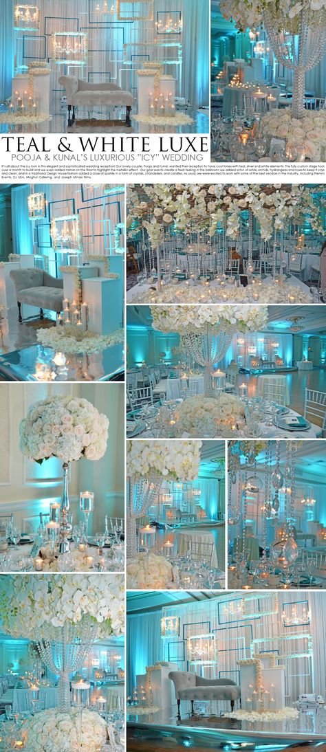 Tiffany Wedding Decorations, Light Turquoise Wedding Theme, Teal Silver And White Wedding, Tiffany Color Wedding Theme, Teal And Gray Wedding Decorations, White And Tiffany Blue Wedding, Aqua Wedding Decor, Tiffany Quinceanera Ideas, Light Teal Quinceanera Theme