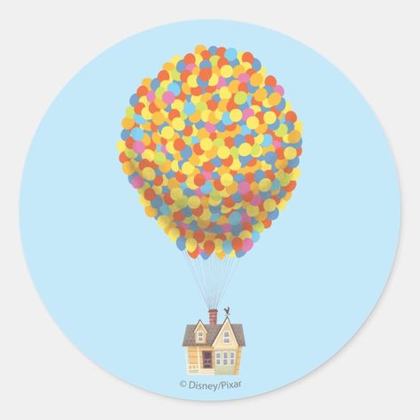 Disney Pixar UP  Balloon House Pastel Classic Round Sticker  Zazzle Up Disney Pixar Aesthetic, Up Movie House, Up Balloon House, Carl Fredricksen, Up Pixar, Disney Essentials, Balloon House, Disney Birthday Party, Disney Pixar Up