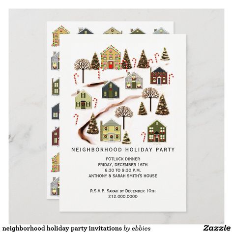 neighborhood holiday party invitations Holiday Party Potluck, Neighborhood Party Invitations, Classy Invitations, Neighborhood Party, Christmas Open House, Christmas Blocks, Dinner Party Invitations, Holiday Dinner Party, Holiday Party Invitations