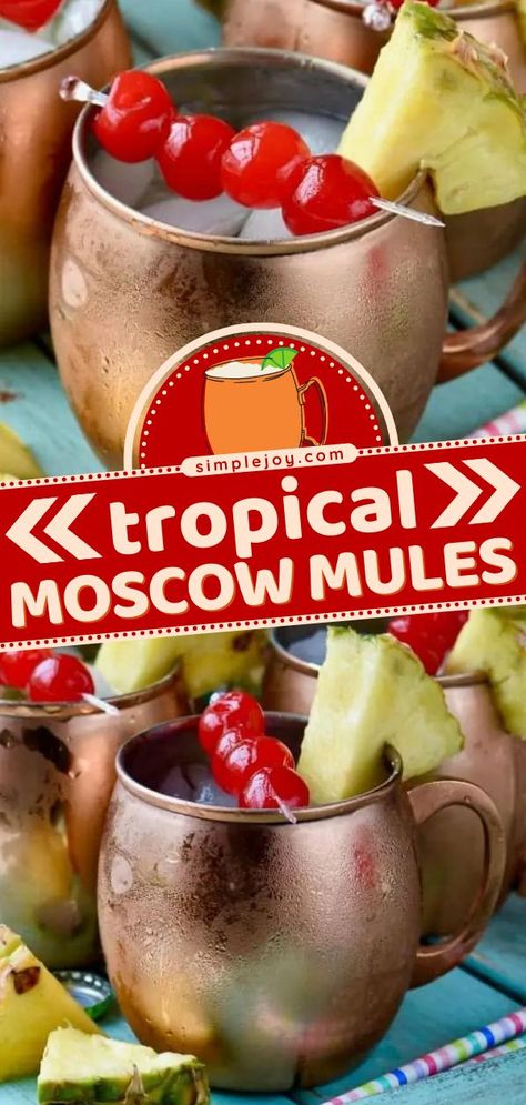 Tropical Moscow Mules, summer cocktail recipes, alcoholic drinks for summer Moscow Mules, Fun Drinks Alcohol, Nutrient Packed Smoothies, Pina Coladas, Cranberry Cocktail, Yummy Alcoholic Drinks, Summer Drink Recipes, Fresh Drinks, Refreshing Summer Drinks