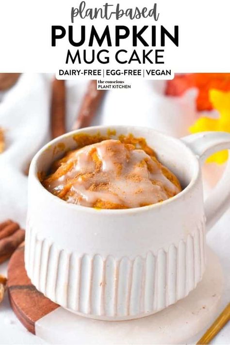 Mug Cake Protein Powder, Parkin Recipes, Pumpkin Mug Cake, Conscious Plant Kitchen, Vegan Mug Cakes, Joy Bauer, Baked Recipes, Plant Kitchen, Peanut Butter Pumpkin