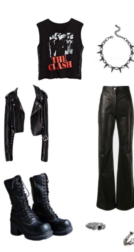 Punk Rock Outfits Rocker Chic, Classic Punk Outfits, 80s Band Outfits, Punk Rocker Outfits, 80s Edgy Outfits, 90s Rock Aesthetic Outfits, 90s Rock Fashion Women, Metalhead Outfits Women, Rock Chick Outfits