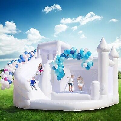 ad eBay - 16FTx14FT PVC White Inflatable Bounce House Castle Long Slide for Wedding Party - Buy Now, click the link (eBay) Front Pillars, Slide Ball Pit, White Bounce House, Wedding Castle, Balloons Flowers, Outdoor Play Structures, House Castle, Play Structures, Bubble Tent