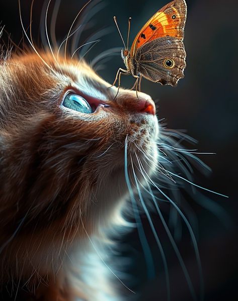 A Delightful Duo: Kitten and Butterfly in Perfect Harmony 🐱🦋💫 . . . . . . . #CuteCompanions #NatureLovers #butterfly #kitten #cutekitten #funnyanimals #cat #cutecat #cutekittens #nature #naturephotography Cats And Butterflies, Butterfly Real, Cat With Butterfly, Cat And Butterfly, Butterfly Cat, Cat Butterfly, Butterfly Photography, Beautiful Butterfly Photography, Nature Videos