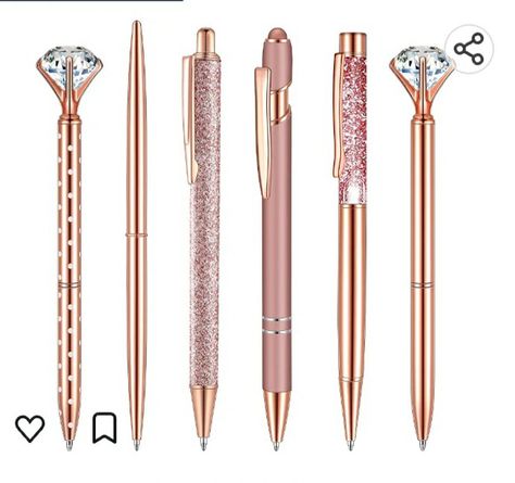 Gold Desk Accessories, Rose Gold Office, Pretty Pens, Diamond Pen, Gold Pen, Cute Pens, Wedding Party Supplies, Beautiful Pen, Metal Pen