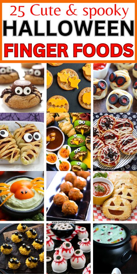 Finger Foods For Halloween, Finger Food Ideas For Parties, Halloween Finger Food Ideas, Halloween Appetizer Ideas, Halloween Party Appetizers Easy, Halloween Finger Food, Halloween Food Ideas For Parties, Food Ideas For Parties, Halloween Dinners