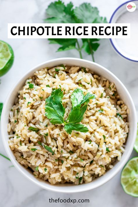 Chipotle rice recipe is a smoky and spicy dish which is always a family favorite. Also, you can make this recipe with leftover rice. Just visit the official website of TheFoodXP for the full recipe. #chipotlericerecipe #chipotlerice #chipotlericecopycatrecipe #ricerecipes Recipe With Leftover Rice, Chipotle Brown Rice, Lime Brown Rice, Chipotle Rice, Cilantro Lime Brown Rice, Chipotle Copycat Recipes, Chipotle Copycat, Taco Side Dishes, Brown Rice Recipe