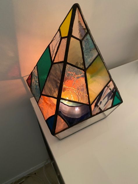 Stained Glass, three dimensional, 3D, candle holder, Stained Glass Candle Holder Tea Lights, Stained Glass Centerpieces, Stained Glass Tea Light Holder, Stained Glass Candle Holder Patterns, 3d Stained Glass Projects, Stained Glass Candle, Stained Glass Lighting, 3d Candle, Stained Glass Candle Holders